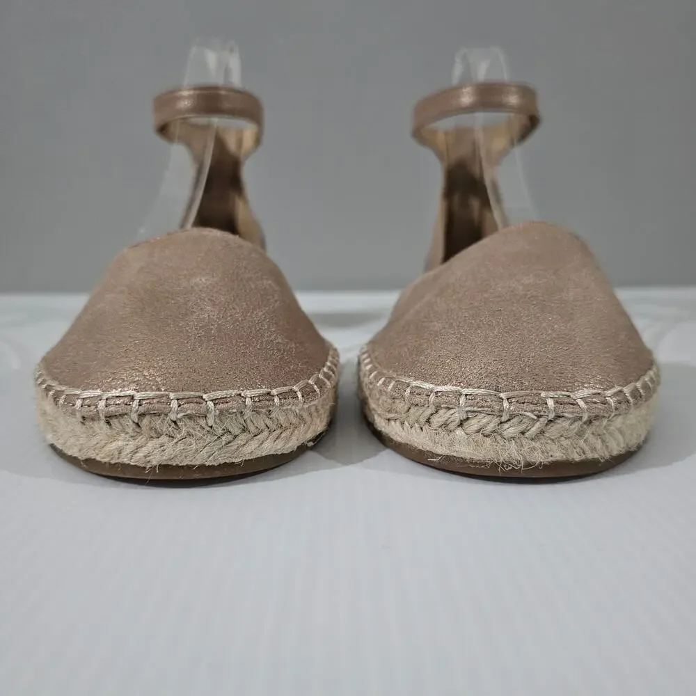 Eileen Fisher Lala Flat Espadrille Womens 9 Metallic Tan Leather Sandal